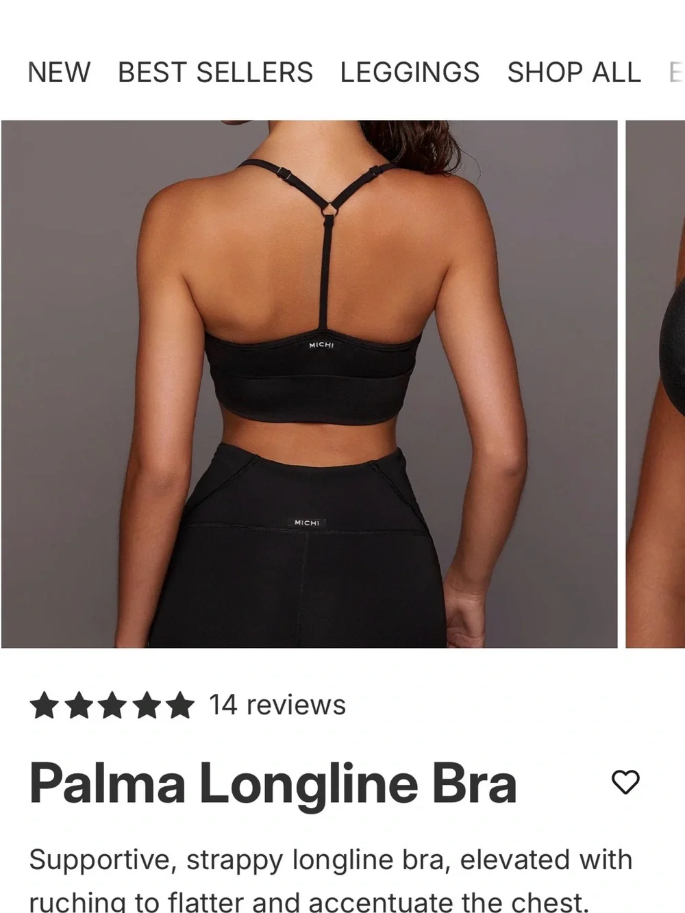 MICHI Palma Longline Sports Bra in Black